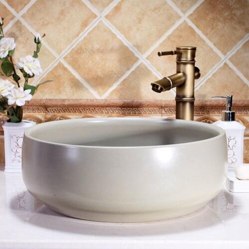 Round Bathroom Lavabo Ceramic Counter Top Wash Basin Cloakroom Glazing Porcelain wash basin Vessel Sink bathroom