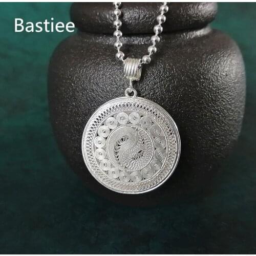 Round 999 Sterling Silver Yin Yang Pendant Chakra Necklace Women Pendants Men Jewelry Luxury Handmade Unisex Bagua Feng Shui