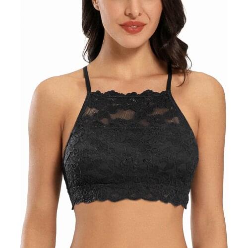 Lace Bra Top Crop Women Bralette Racerback Halter Seamless Wireless Brassiere Intimate Underwear Lingerie Femme Tank