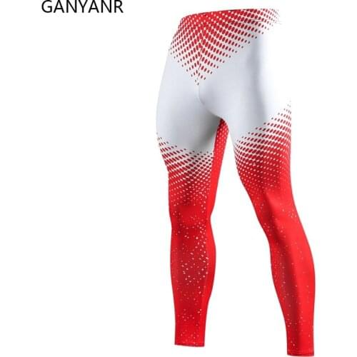 GANYANR Running Tights Men Gym Sportswear Compression Pants Leggings Fitness Basketball Sexy Yoga Football Training Track Long