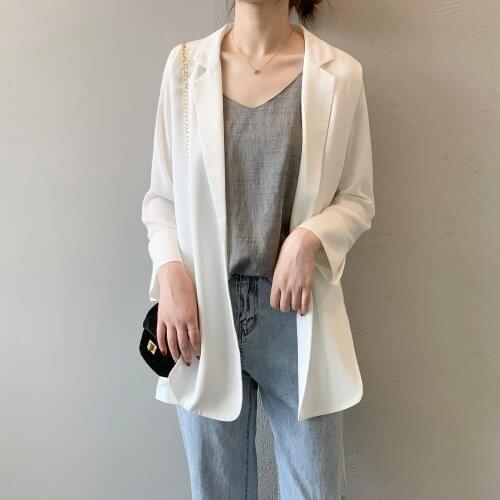 Small Suit Jacket Women 2021 New Trendy Spring Thin Long Sleeve Women Korean Style Solid Color Simplicity Loose Jacket