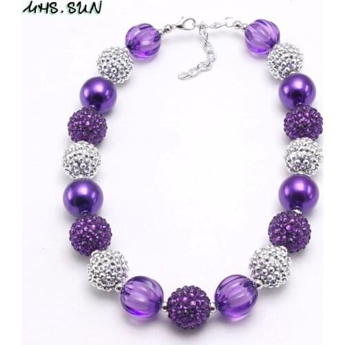 MHS.SUN Purple style baby beads necklace cute bubblegum chunky necklace for jewelry diy handmade choker gift for kids children