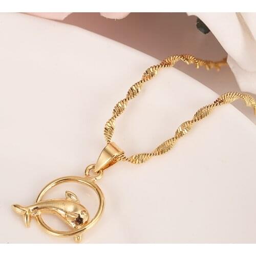 Lovely dolphin Necklace Pendant for Women Men Jewelry Valentines Gift Wholesale Gold SWEATER Romantic Fancy DIY charms Bijoux