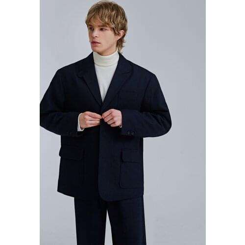 Suijian mens business suit coat spring and summer Lapel loose tooling casual single suit large mens thin