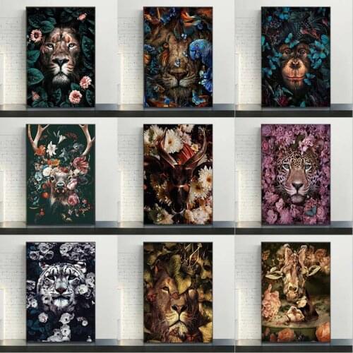 Panda Tige Lion Deer Jungle Canvas Painting Wall Art Poster Nordic Posters And Prints Wall Pictures For Living Room Home Decor