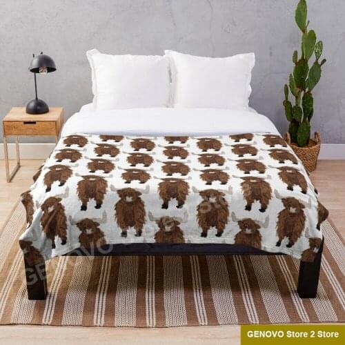 Highland Cow Throw Blanket Super Soft Printing Family Car and Sofa Bed throws Summer Office Quilts