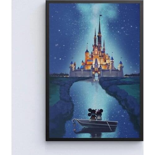 Disney Castle Artwork Canvas Print Poster Cartoon Castle Painting Disney Castle Wall Art Disney Castle Wall Decor Gift for Home