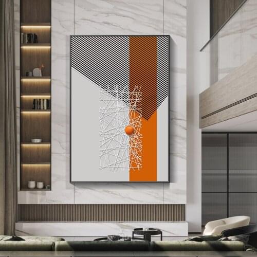 Simple modern atmosphere abstract lines orange porch living room mural poster print canvas corridor decorative picture