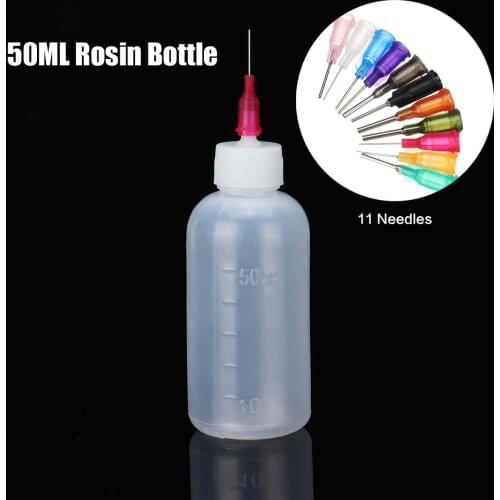 50ml/30ml Transparent Polyethylene Needle Dispenser Bottle Dispensing Bottle for Rosin Solder Flux Paste with 11 Needles