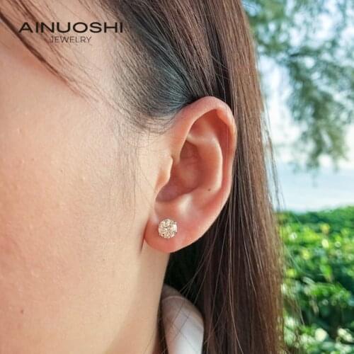 AINUOSHI 0.5-1 Carat D Color Moissanite Earrings for Women 925 Sterling Silver Simulated Moissanite Diamond Stud Earrings Gift