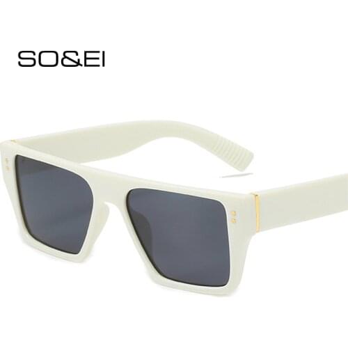 SO&EI Retro Square Women Sunglasses Fashion Nail Decoration Tea Gradient Eyewear Trending Metal Men Shades UV400 Sun Glasses