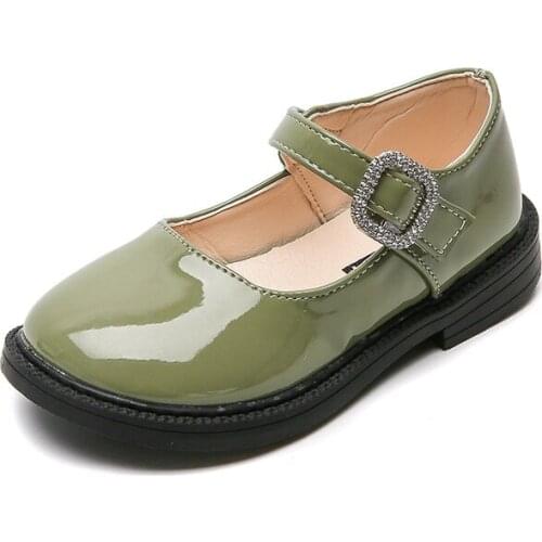 New Baby Girls' Water Drill Buckle Leather Shoes 1 Years Old Childrens 3 Round Head Fashion Soft Flats 6 Toddler Princess Shoes