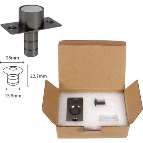 Ultra Thin Invisible Stainless Steel Black Door Stop Magnetic Floor Mount Hidden Automatic Suction Door Stopper Holder