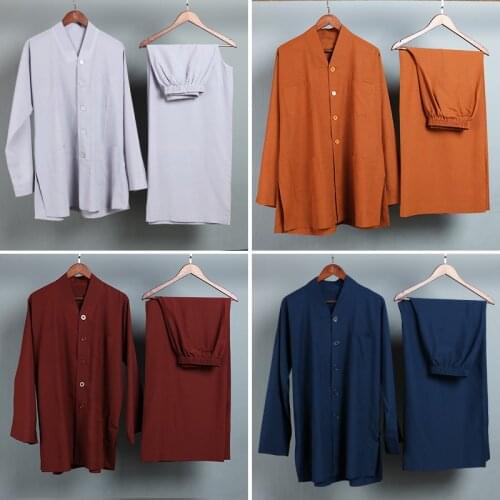 Unisex Summer Buddhist zen clothing Shaolin Monk kung fu martial arts wushu uniforms buddha lay suits