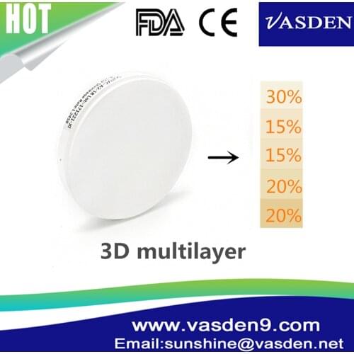 VASDEN Multilayer Preshaded A2 A3 Color Dental Zirconia Blocks Material Ceramics Zirconium Discs For Dental Lab