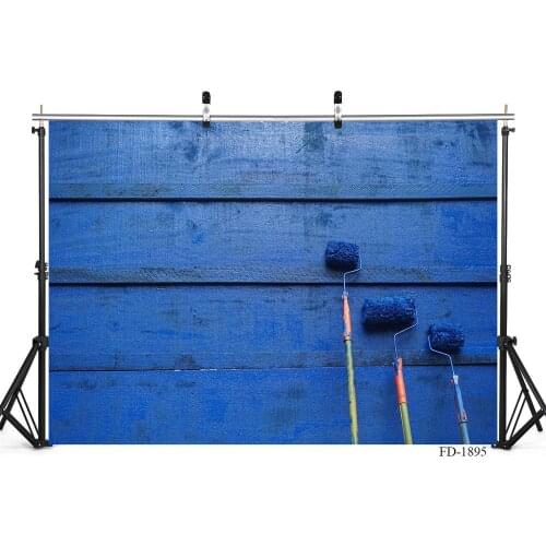 Blue Paint Wooden Board Vinyl Photography Backgrounds For Children Baby Birthday Party Portrait Studio Photo Backdrops Props