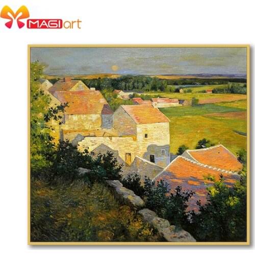 Cross stitch kits Embroidery needlework sets 11CT water soluble Canvas Patterns 14C Full Landscape village-NCMS167