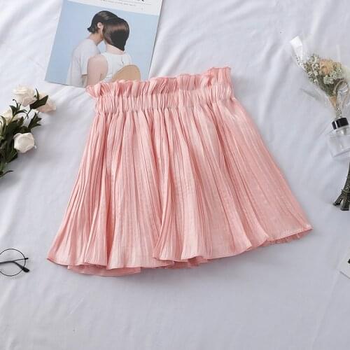 Heliar Women Flower Bud Skirt High Waist 2020 Spring Stitching Skirt Sweet Pleated Skirt Casual Women Mini Pleated Skirt Women