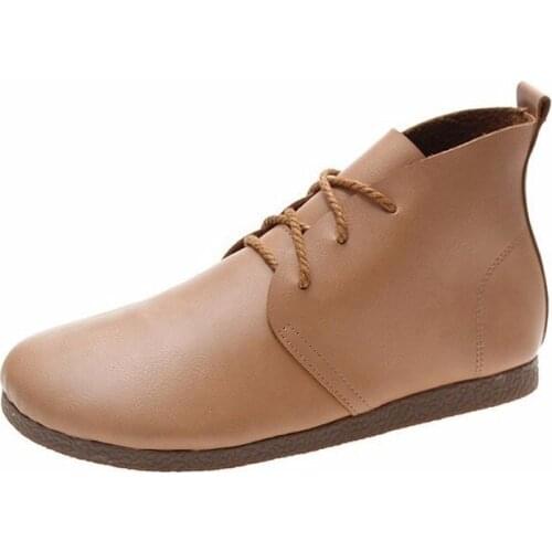 2020 New Spring And Autumn Womens Ankle Boots Flat Bottom Cute Lady Fashion Wild Artificial Leather Casual Womens Shoes B21-87