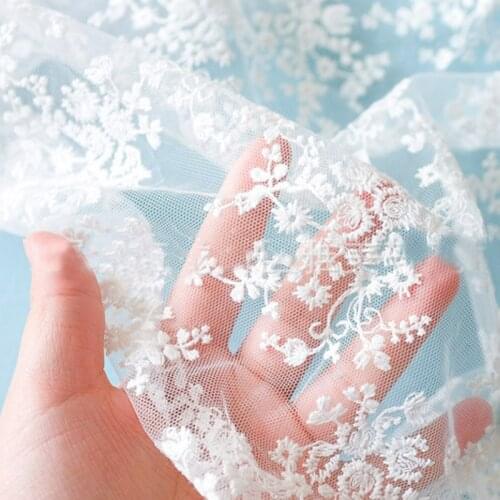 2Yards White Wedding Lace Fabric White French Embroidery Organza Lace Fabric for Lace Accessories Wedding dress clothes