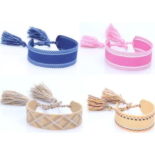 2021 Jewelry Fashion Trend Embroidery Wristband Bracelet Hand-woven Tassel Women Bracelets Can Be Customized Logo