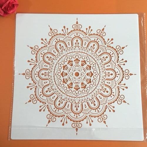 30 * 30cm DIY stencils painting mandala pattern model wax paper tile wall floor furniture decorative painting mold wood