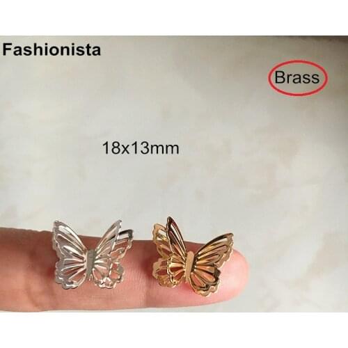 30 pcs - Double Layer Butterfly Charms 18x13mm Gold Silver-color Metal Hollow Cute Butterfly Brass Filigrees Insect -A