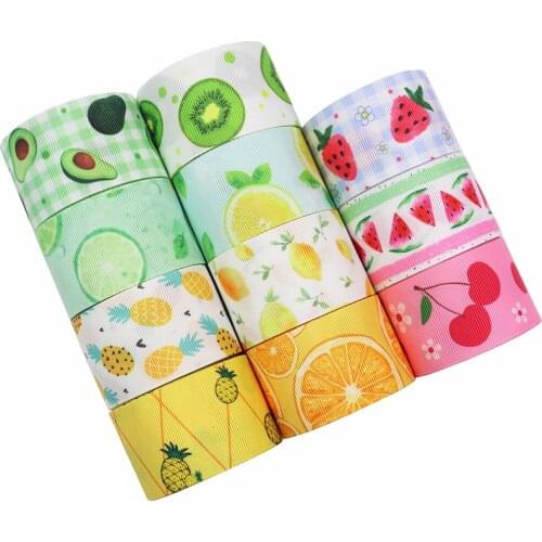 5 yards Fruit Watermelon Cherry Avocado Printing Heat Transfer Ribbon Ribbon Thread Rib Ribbon Ribbon Mobile Phone Strap