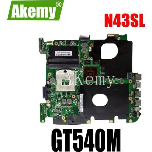 Akemy N43SL motherboard For Asus N43S N43SL N43SN N43SM laptop motherboard tested 100% work original mainboard