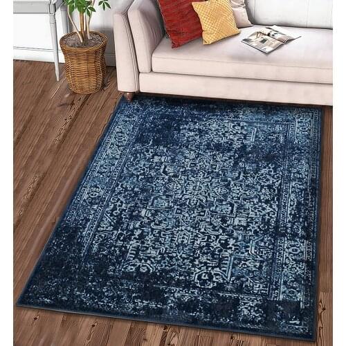 Mavi Lacivert Desenli Halı dokuma orjinal desenli halı yatak odası oturma odası mutfak kaymaz anti alerjik halı ücretsiz kargo