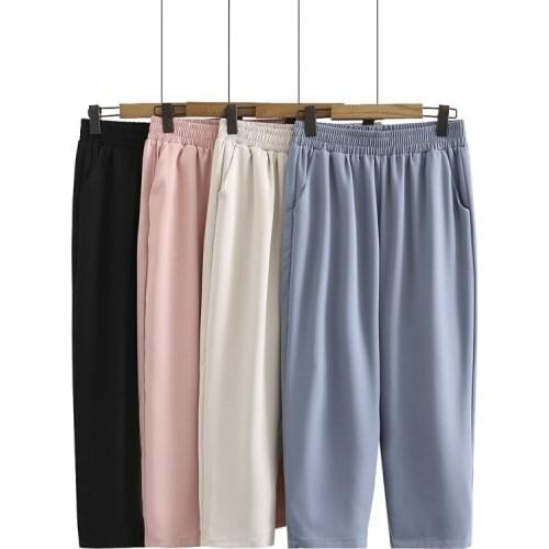 Large Size Womens Summer New Thin Pants 2021 Autumn Plus Size High-waisted Thin Casual Pants for Women Pantalon Pour Femme