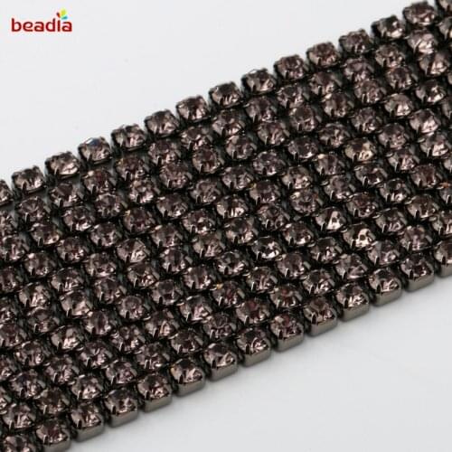 2/2.5/2.8/3mm Black Base High Density Flatback Light Grey Rhinestone Chain For Decor Craft Sewing Clothes Accessories