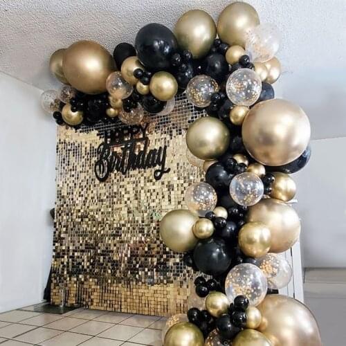 Black Gold Balloon Garland Arch Happy Birthday Party Decoration Kids Graduation Party Latex Baloon Wedding Birthday Decor