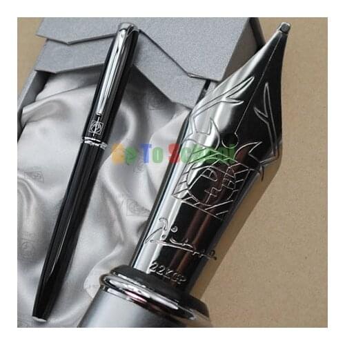 PICASSO 916 BLACK AND SILVER FOUNTAIN PEN FINE NIB 22 KGP