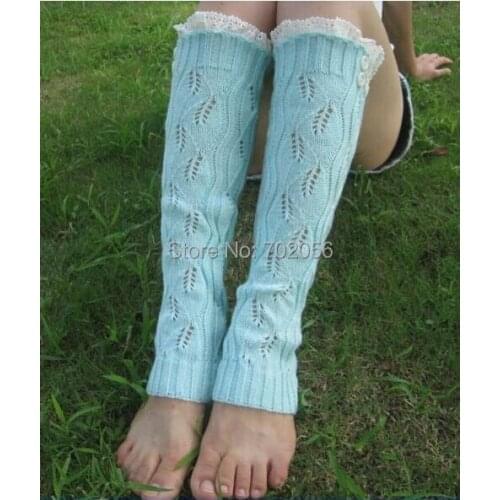 Button leg warmers Knit Lace shark tank Legwarmers Boot Cuffs lace trim gaiters Boot Socks Crochet 7 colors #3719