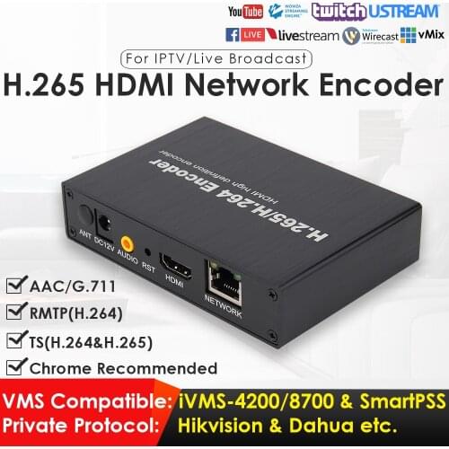 H.265 1080P HDMI Network Video Encoder Suitable for IPTV CCTV Surveillance Live Broadcast to YouTube Facebook W/TS RTMP DDNS