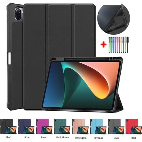 For Xiaomi MiPad 5 Pro 5G Cover 11 inch Tablet Leather Tri-fold MiPad 5 Shell For MiPad Pro 5 Case 2021 With Pencil Holder Cover