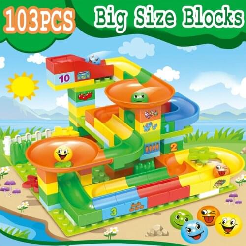 Crazy Fun Rolling Ball Building Blocks Marble Race Run Building Blocks Funnel Slide Blocks DIY Assembly Bricks Toys For Children