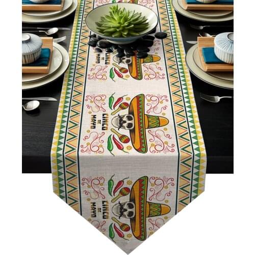 Mexican Skull Hat Party Green Modern Minimalist Table Runner Hotel Family Dinner Table Decoration