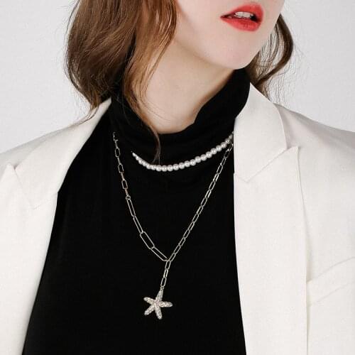DARA Double Starfish Ins Hip Hop Style Sweater Necklace Trendy 2021