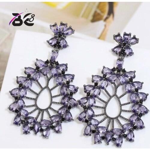 Be 8 Fashion Luxury Long Water Drop Design Dangle Earrings Full Mirco Pave Cubic Zirconia Engagement Party Drop Earring E826