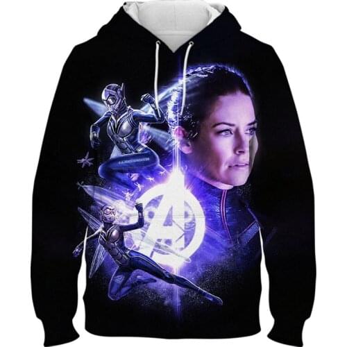 Avengers MenS And WomenS Hoodie 3d Color Printing Casual Ant Man Series Round Tie Cap Long Sleeve Autumn And Winter Sportswear