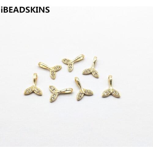New arrival! 15x12mm 50pcs Copper/Zircon Fishtail shape Connectors for Earrings parts,hand Made Earrings Findings Jewelry DIY
