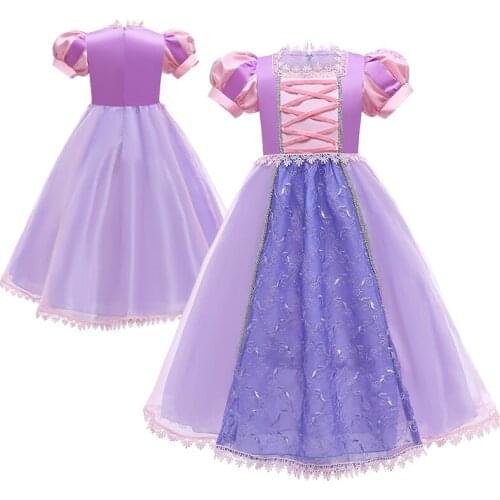 3 4 5 6 7 8 9 10 Years Girls Dress Purple Little Embroidery Princess Cosplay Dress Christmas Birthday Party Costume Kids Clothes