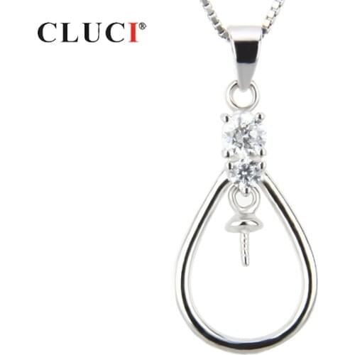 CLUCI Silver 925 Charms Oval Pendant for Necklace Women Jewelry 925 Sterling Silver Pearl Pendant Mounting SP105SB