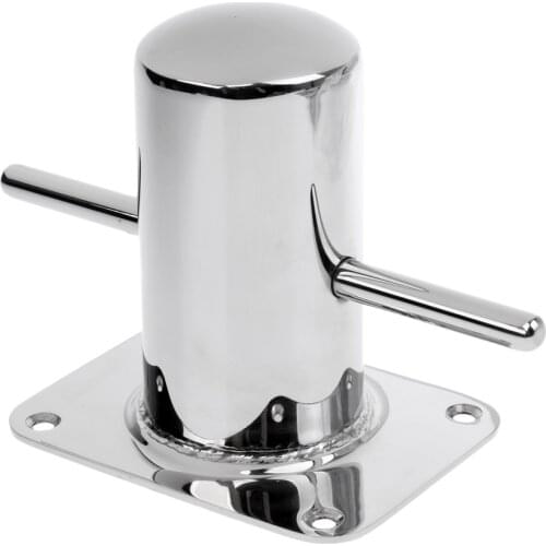 Polished Marine 316 Stainless Steel Single Cross Bollard Boat Yacht Mooring Cleat Hardware with Heady Duty Base