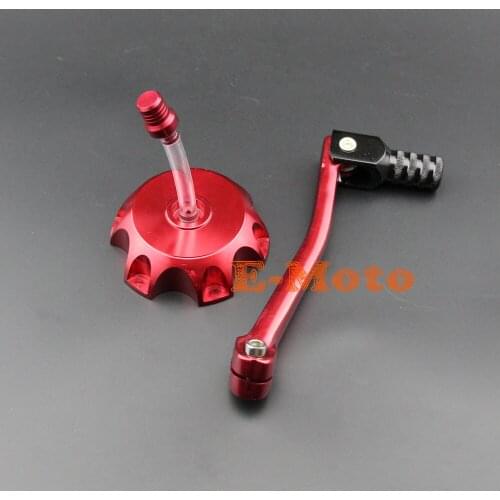 CNC Gas Fuel Petrol Tank Cap Breather 11mm Red Gear Lever Shifter Handle Kit For 110cc 140 125cc 160cc PIT Pro Trail Dirt Bike