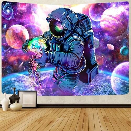 Simsant Galaxy Nebula Astronaut Tapestry Colorful Cosmic Out Space Art Wall Hanging Tapestries for Living Room Home Decor