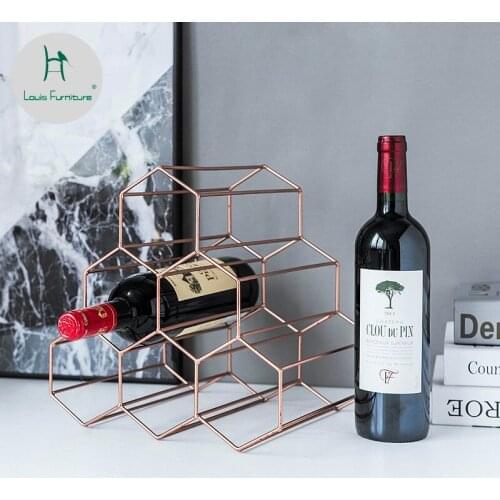 Louis Fashion Sideboards Modern Minimalist European Creative Iron Art Red Wine Shelf Living Room Display