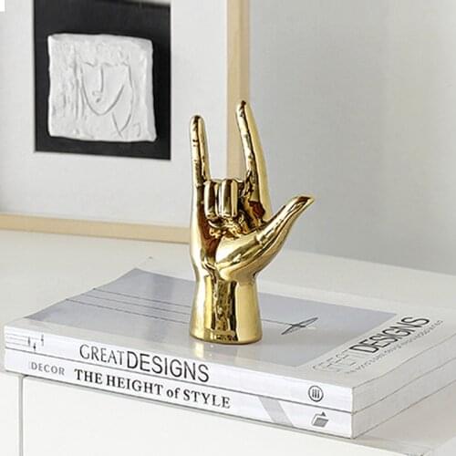 Hand Gesture Statues Sculpture Ornament Nordic Funny Figurine Room Decor Adornment Home Office Shelf Decor Desk Accessories Gift